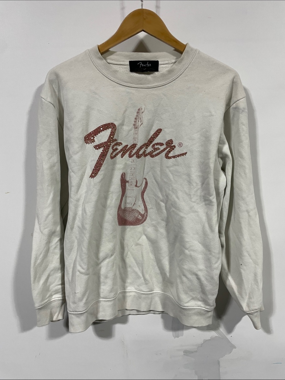 Fender Cream Crewneck with Rose Graphic